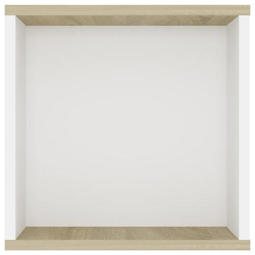 Væghængt tv-bord 102x35x35 cm konstrueret træ hvid og sonoma-eg
