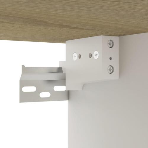 Væghængt tv-bord 102x35x35 cm konstrueret træ hvid og sonoma-eg