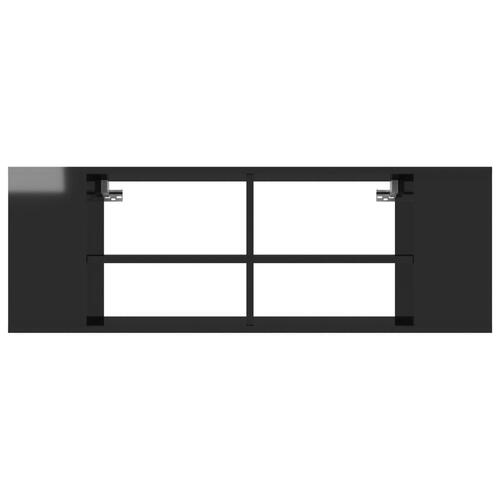 Væghængt tv-bord 102x35x35 cm konstrueret træ sort højglans