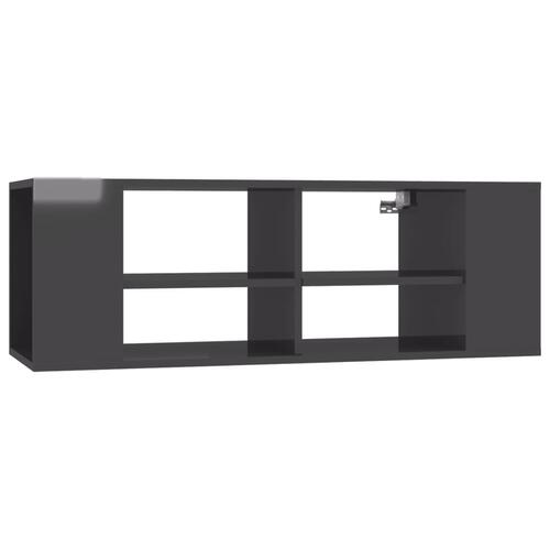 Væghængt tv-bord 102x35x35 cm konstrueret træ grå højglans