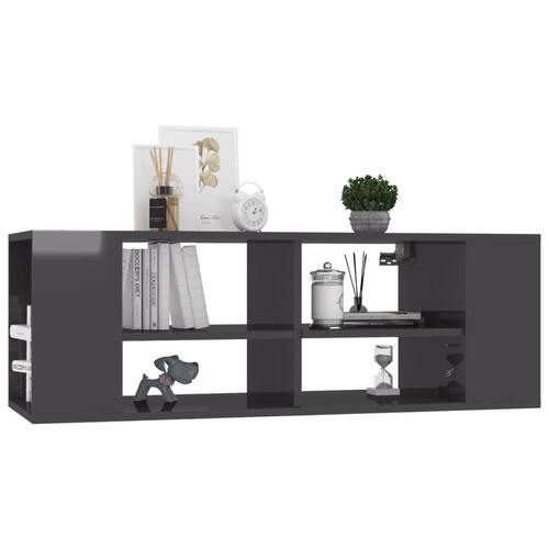 Væghængt tv-bord 102x35x35 cm konstrueret træ grå højglans