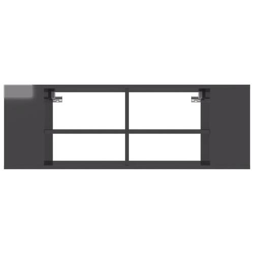 Væghængt tv-bord 102x35x35 cm konstrueret træ grå højglans