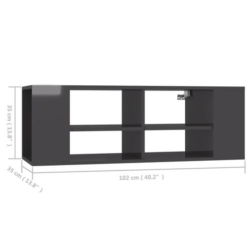Væghængt tv-bord 102x35x35 cm konstrueret træ grå højglans