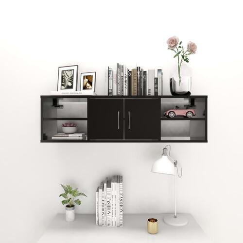 Væghylde 102x30x29 cm konstrueret træ sort