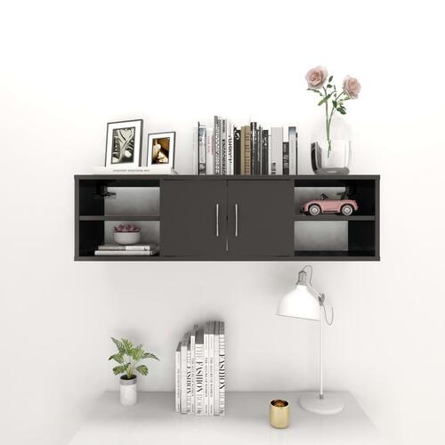 Væghylde 102x30x29 cm konstrueret træ grå