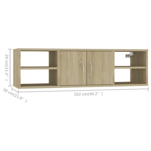 Væghylde 102x30x29 cm konstrueret træ sonoma-eg