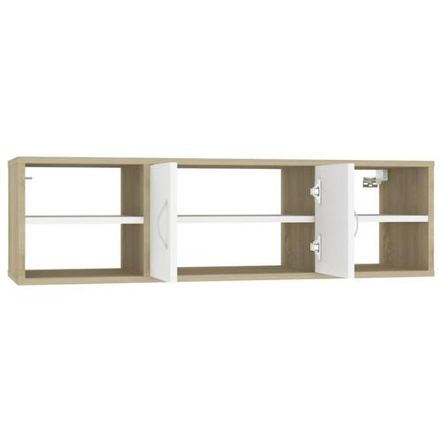 Væghylde 102x30x29 cm spånplade hvid og sonoma-eg