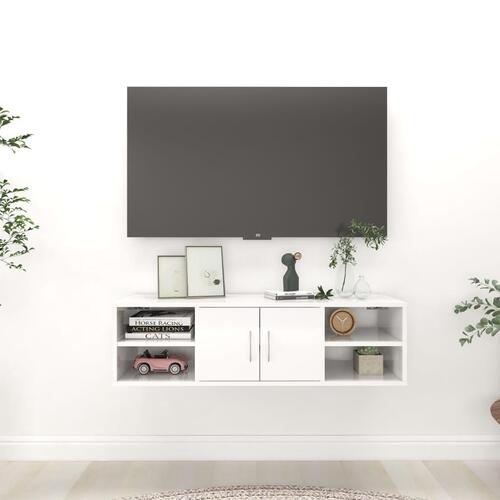 Væghylde 102x30x29 cm konstrueret træ hvid højglans
