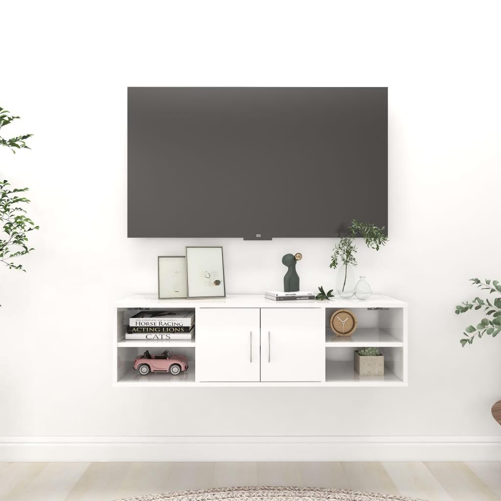 Væghylde 102x30x29 cm konstrueret træ hvid højglans