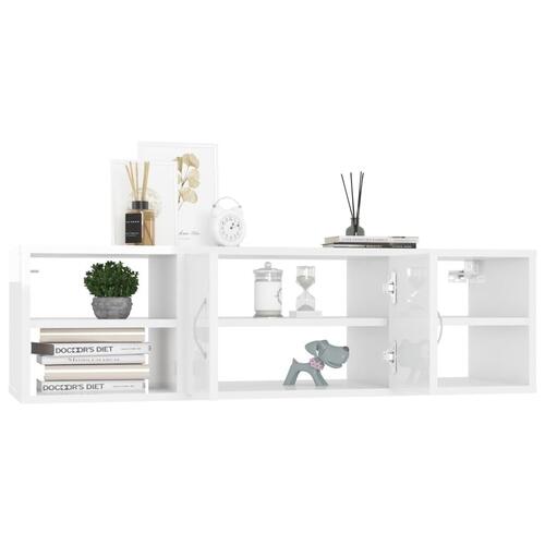 Væghylde 102x30x29 cm konstrueret træ hvid højglans