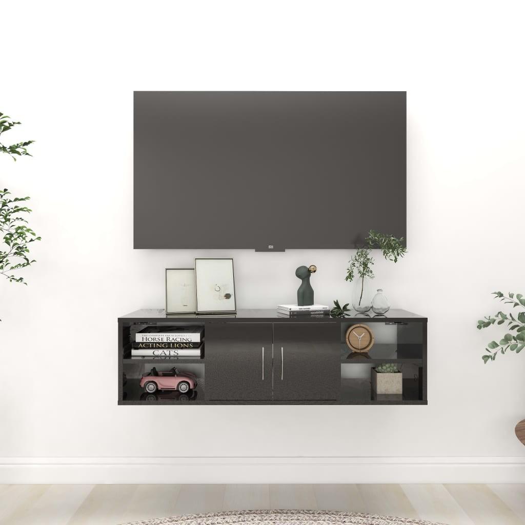 Væghylde 102x30x29 cm konstrueret træ sort højglans