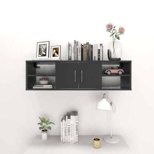 Væghylde 102x30x29 cm konstrueret træ grå højglans