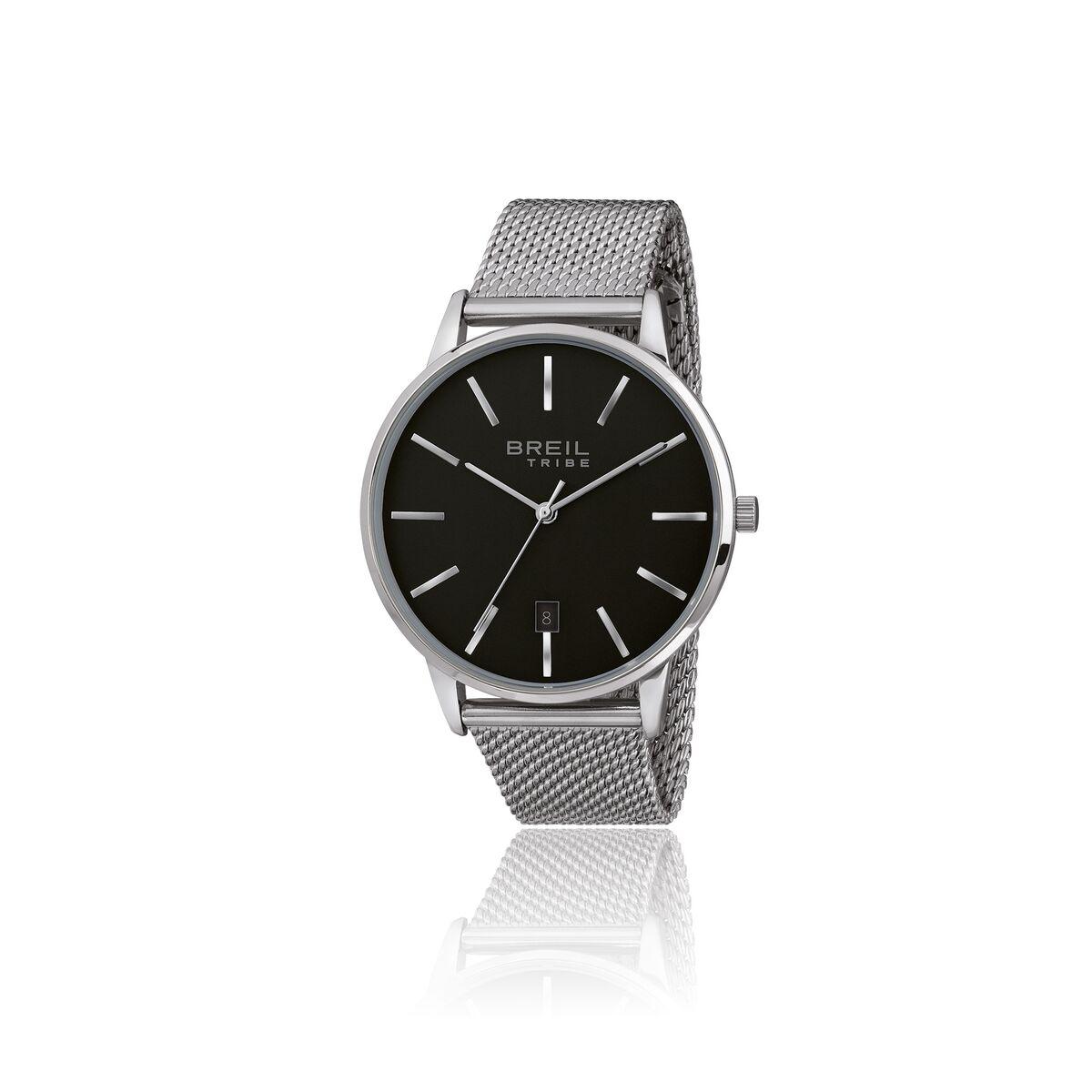 Breil herreur EW0458 - sort skive, sølv mesh (Ø 41 mm) billede