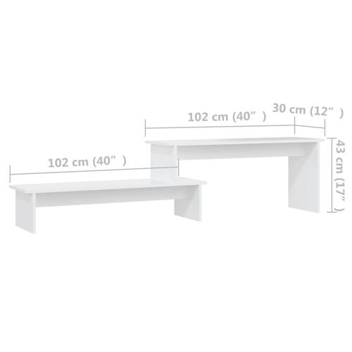 Tv-bord 180x30x43 cm konstrueret træ hvid