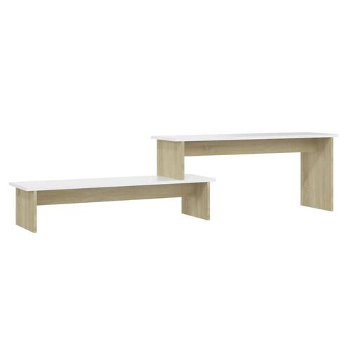 Tv-bord 180x30x43 cm konstrueret træ sonoma-eg og hvid