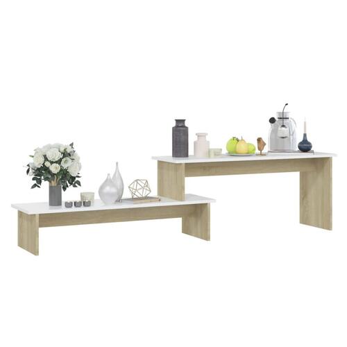 Tv-bord 180x30x43 cm konstrueret træ sonoma-eg og hvid