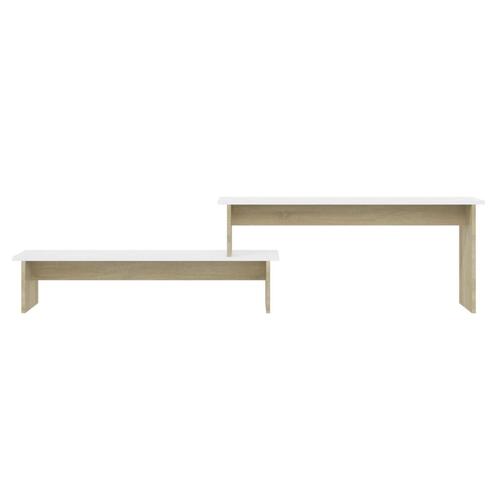 Tv-bord 180x30x43 cm konstrueret træ sonoma-eg og hvid