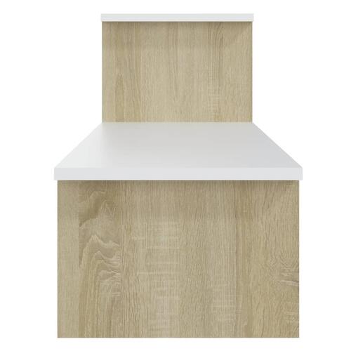 Tv-bord 180x30x43 cm konstrueret træ sonoma-eg og hvid