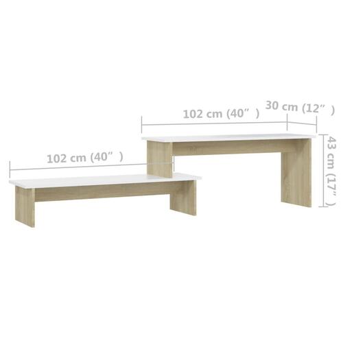 Tv-bord 180x30x43 cm konstrueret træ sonoma-eg og hvid