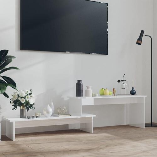 Tv-bord 180x30x43 cm konstrueret træ hvid højglans