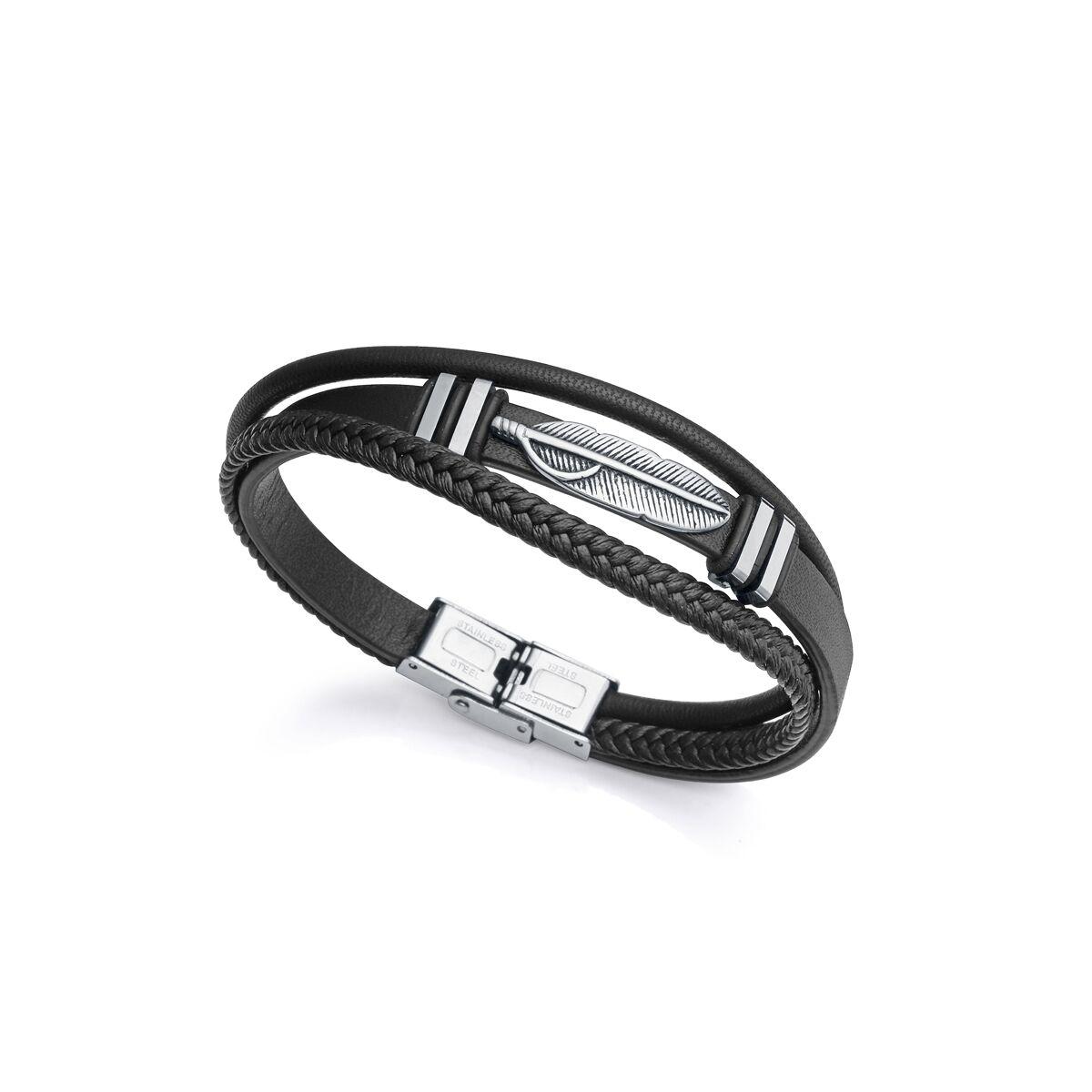 ArmbÃ¥nd til mÃ¦nd 1471P01010 - sort lÃ¦derlook billede