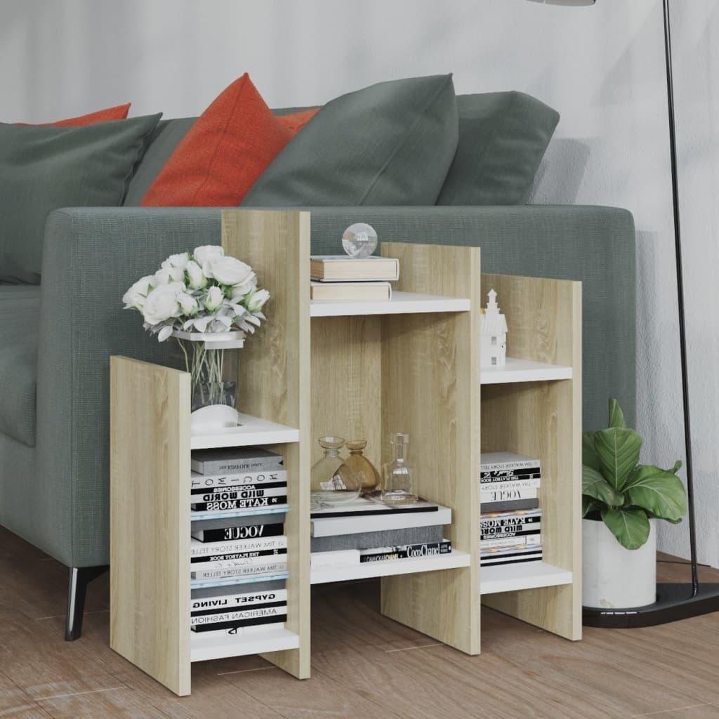 Sideskab 60x26x60 cm spånplade hvid og sonoma-eg