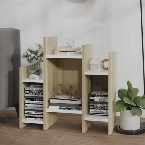 Sideskab 60x26x60 cm spånplade hvid og sonoma-eg