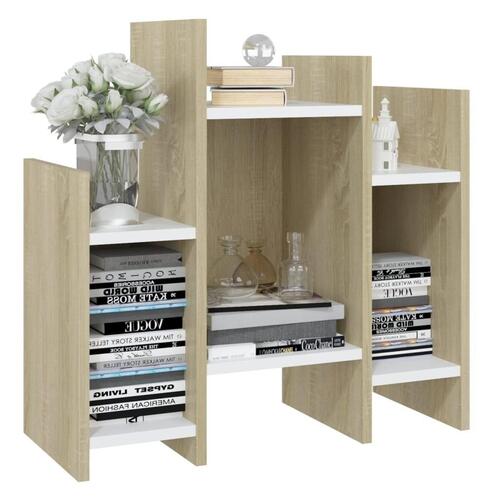 Sideskab 60x26x60 cm spånplade hvid og sonoma-eg