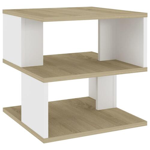 Sidebord 40x40x40 cm spånplade sonoma-eg og hvid