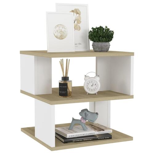 Sidebord 40x40x40 cm spånplade sonoma-eg og hvid