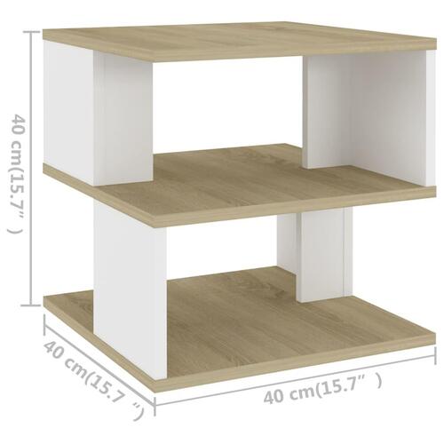 Sidebord 40x40x40 cm spånplade sonoma-eg og hvid