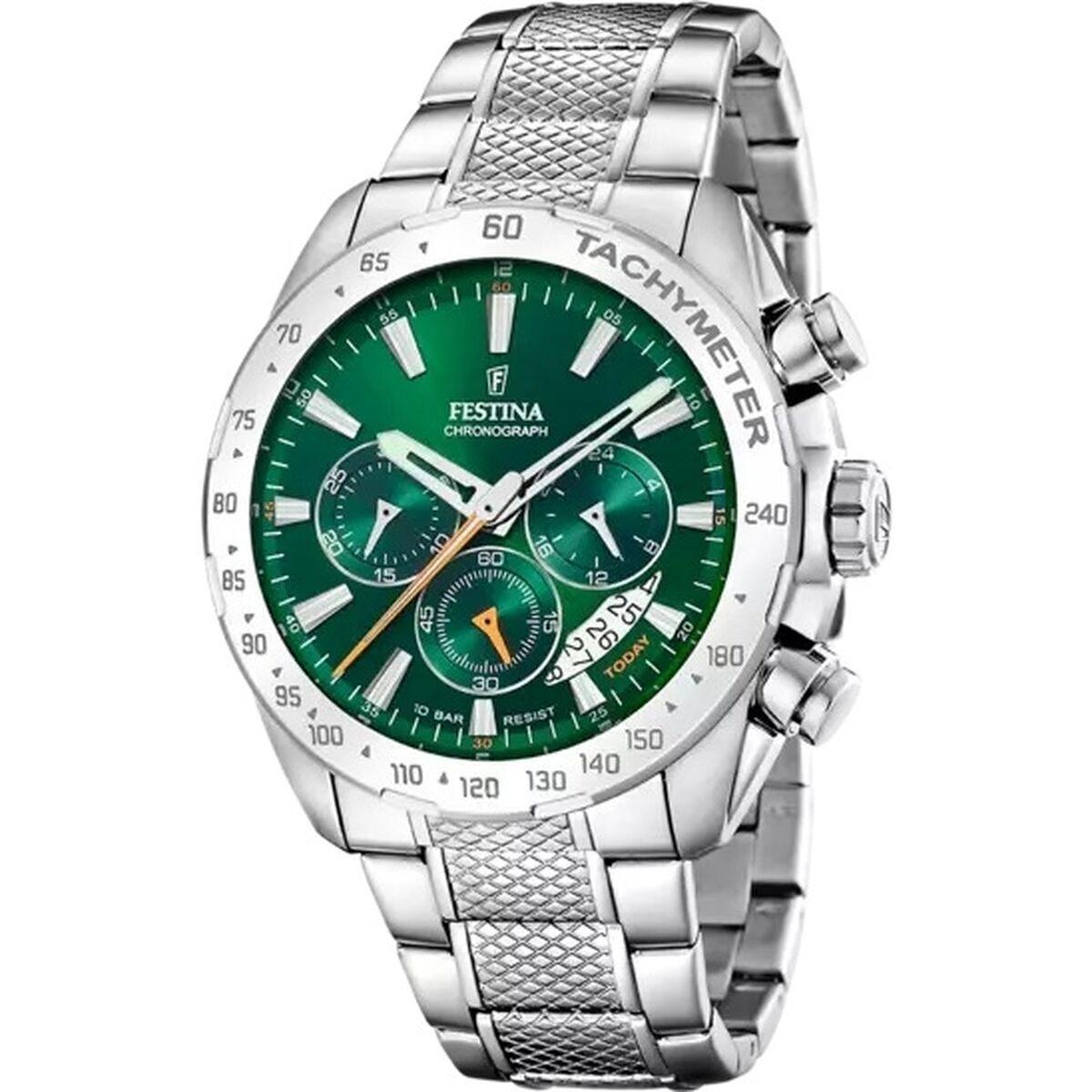 Festina F20668/3 herreur - kronograf i stål med grøn skive billede
