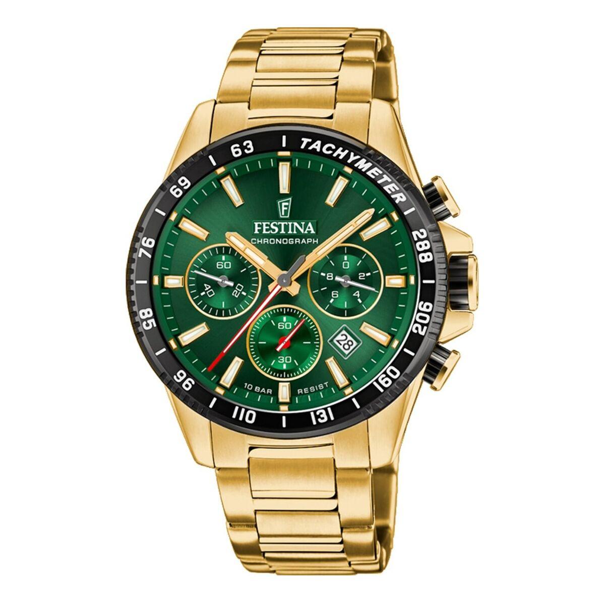 Festina F20634/4 herreur - grøn skive, guldfarvet stål, kvarts billede