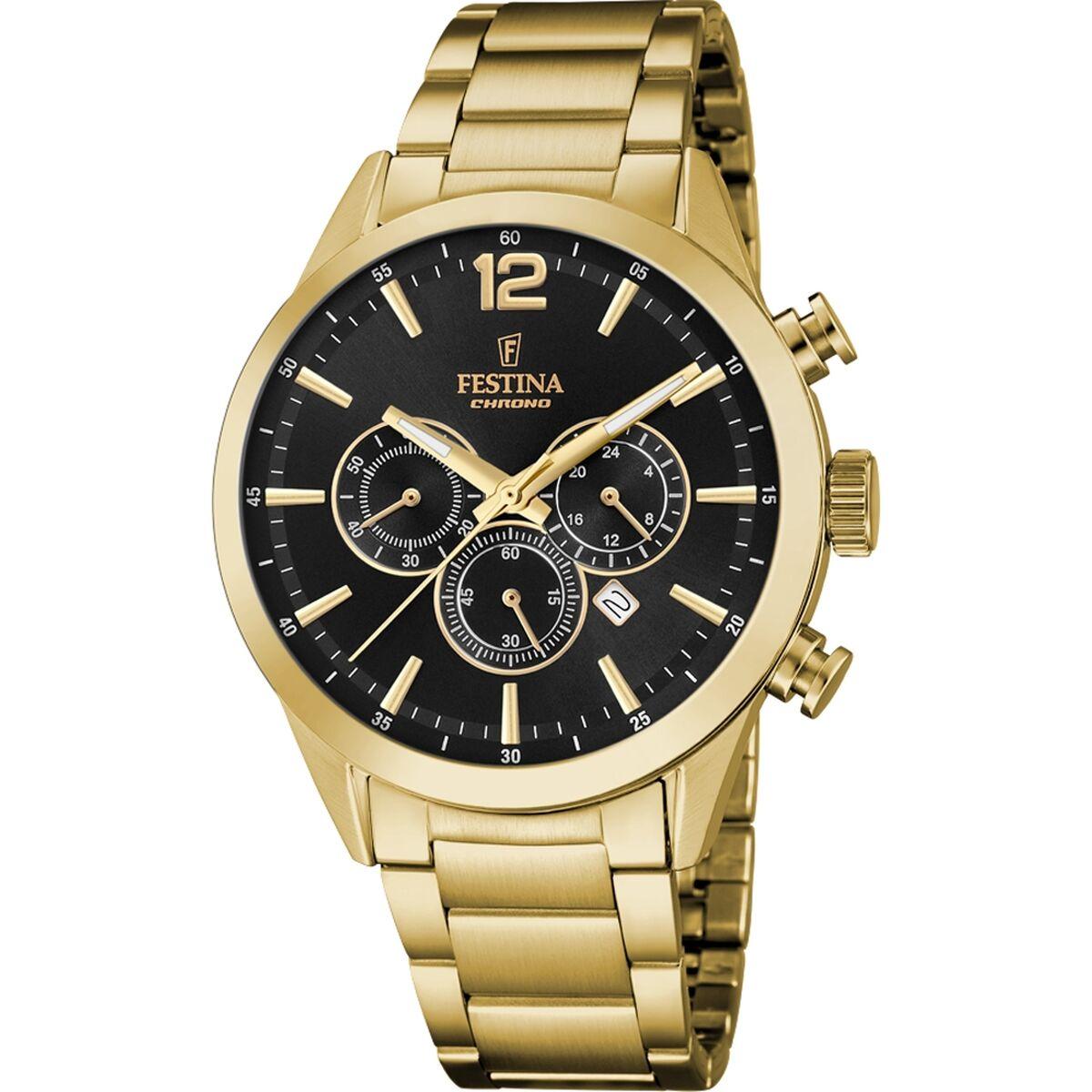 Festina F20633/3 herreur - sort skive, guldfarvet stÃ¥l, kronograf billede