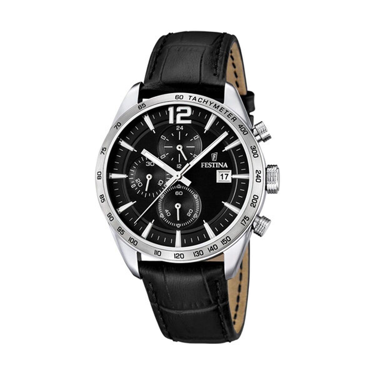 Festina F16760/4 herreur - sort læderrem, 43 mm billede