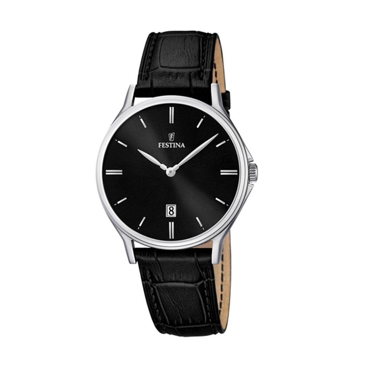 Festina F16745/5 herreur - sort skive og læderrem billede