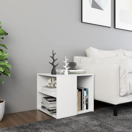 Sidebord 50x50x45 cm konstrueret træ hvid