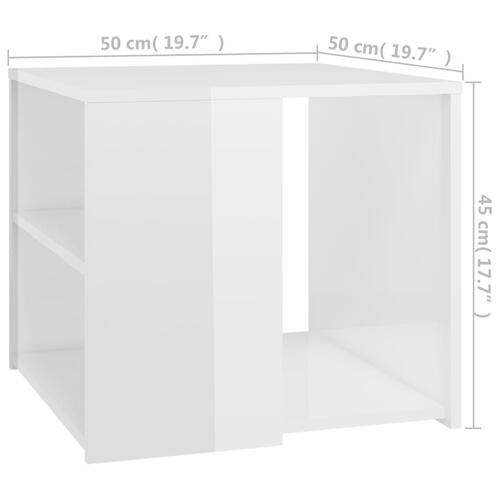 Sidebord 50x50x45 cm konstrueret træ hvid højglans