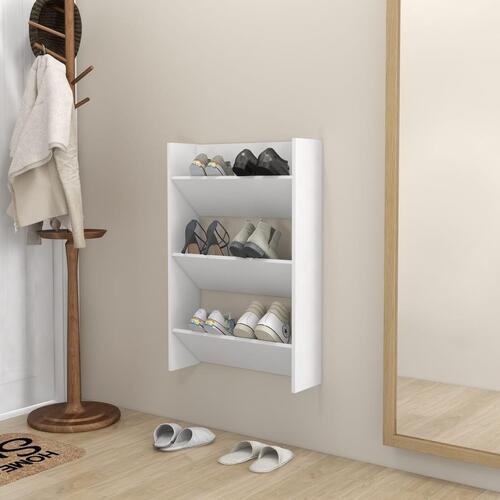 Væghængt skoskab 60x18x90 cm spånplade hvid