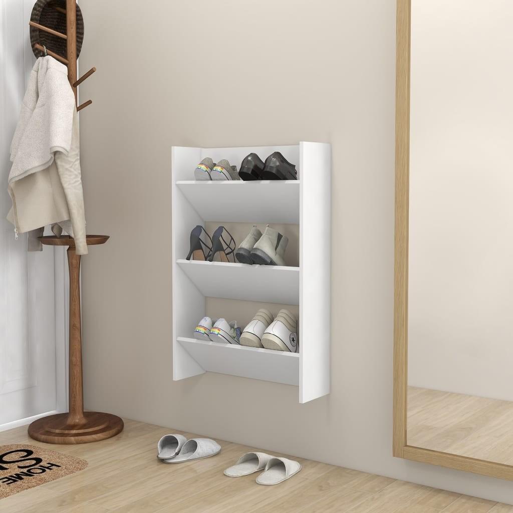 Væghængt skoskab 60x18x90 cm spånplade hvid