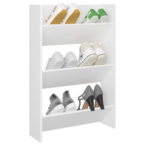 Væghængt skoskab 60x18x90 cm spånplade hvid