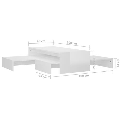 Indskudt sofabordssæt 100x100x26,5 cm hvid højglans