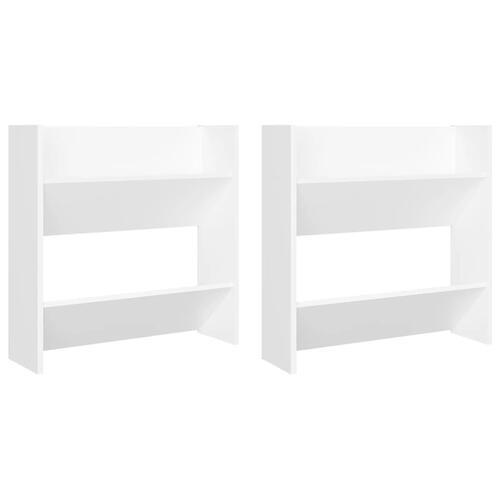 Væghængt skoskab 2 stk. 60x18x60 cm konstrueret træ hvid