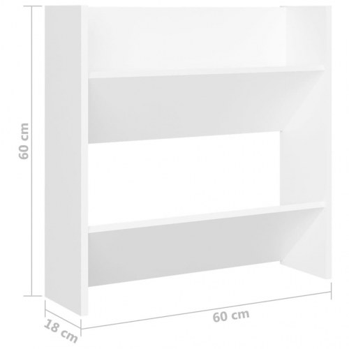 Væghængt skoskab 2 stk. 60x18x60 cm konstrueret træ hvid