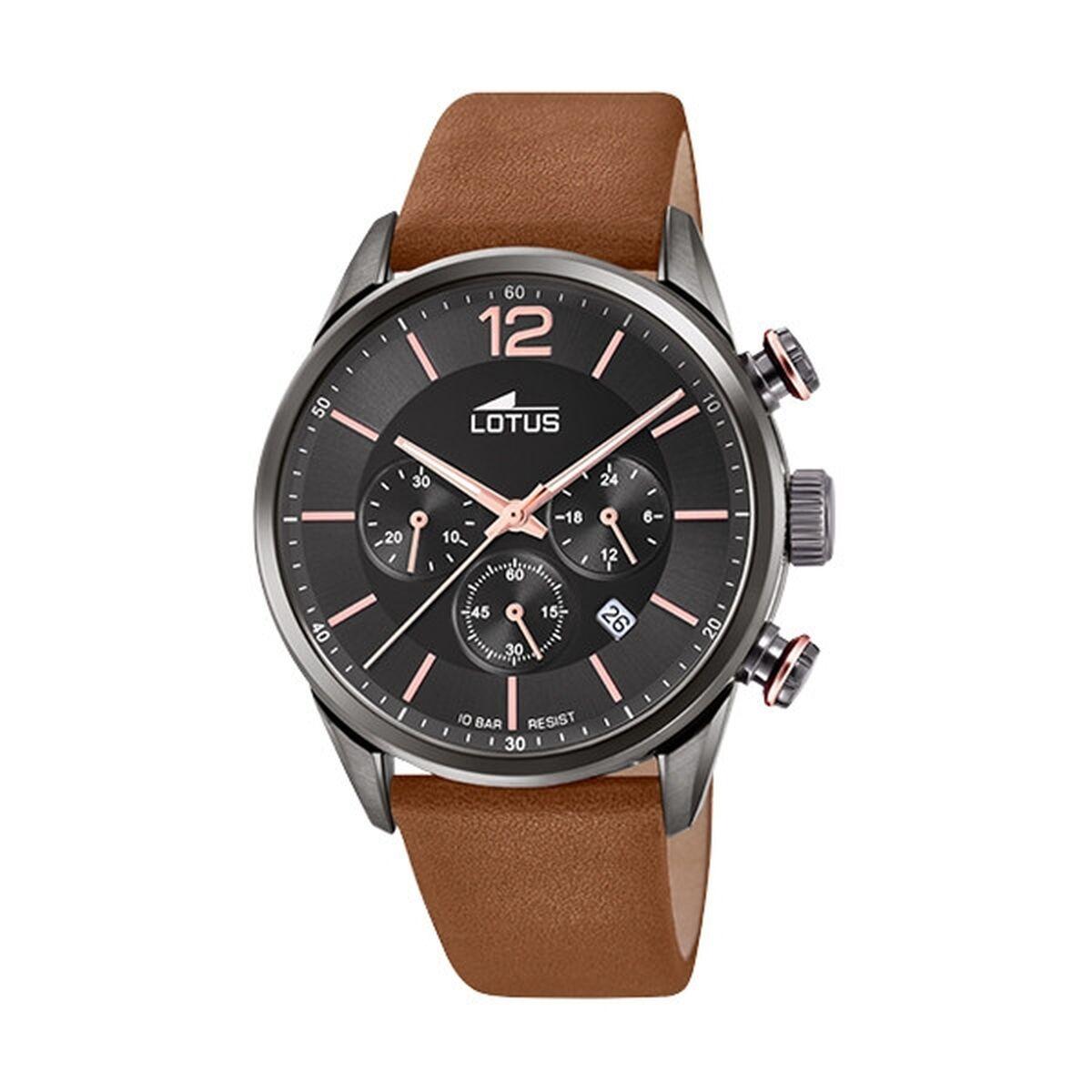 Lotus 18687/2 armbåndsur - brun rem, sort urskive (43 mm) billede