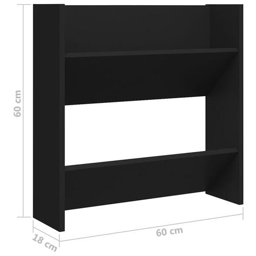 Væghængt skoskab 60x18x60 cm konstrueret træ sort