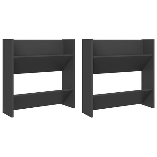 Væghængt skoskab 2 stk. 60x18x60 cm konstrueret træ grå