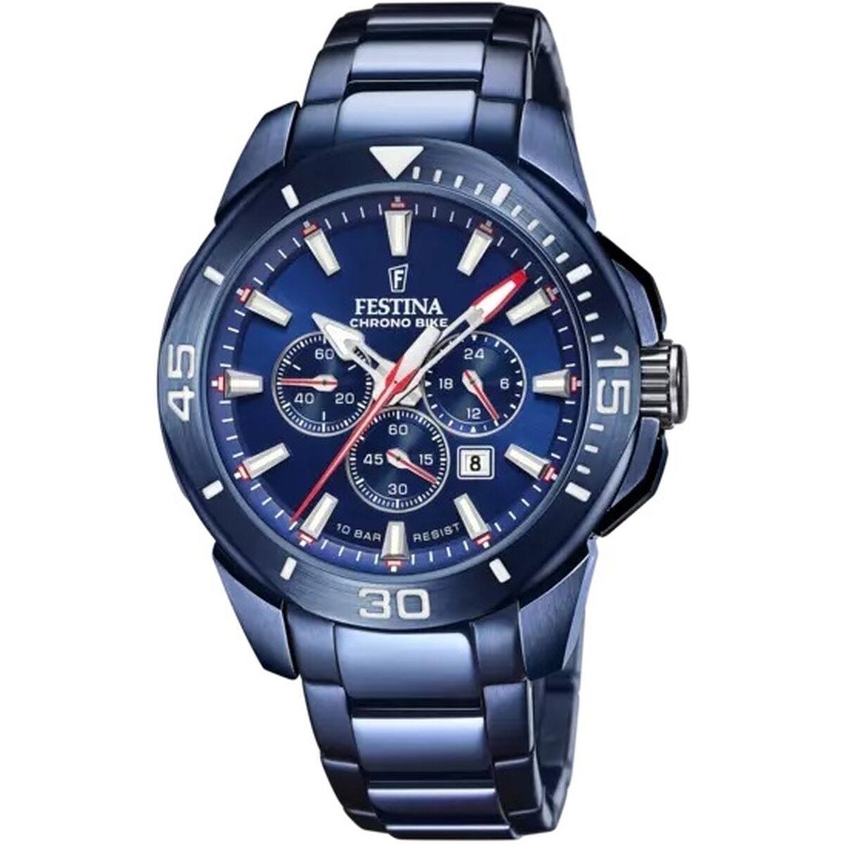 Festina F20643/1 herreur - blå kronograf armbåndsur til mænd billede