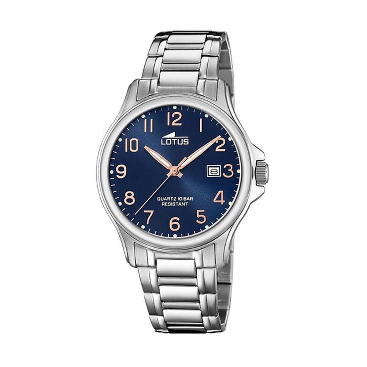Lotus 18645/2 herreur - sølvfarvet armbåndsur, Ø 40 mm, blå skive billede