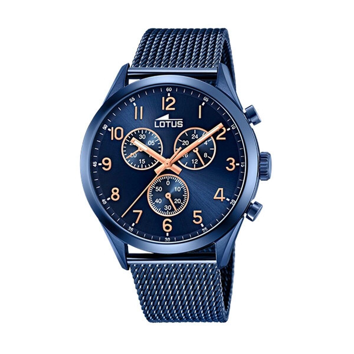 Lotus 18638/1 herreur - blå mesh i rustfrit stål, 43 mm billede
